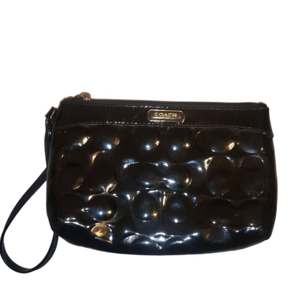 Coach Black Patent Leather Wristlet